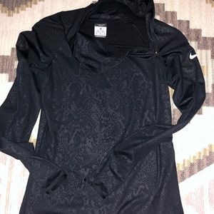 Nike pro black snakeskin print side zip top